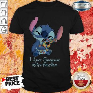 Stitch Hug Jack Skeleington Autism I Love Someone With Autism Shirt