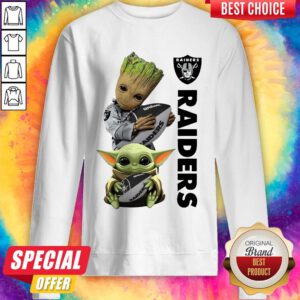 Top Baby Groot Ansda Hug Oakland Raiders Sweatshirt