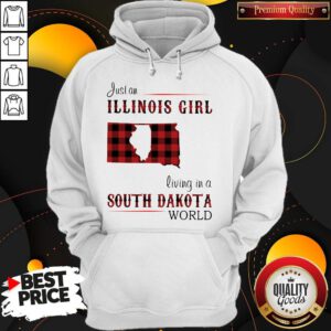 Top Just A Illinois Girl Living In A South Dakota World Map Hoodie
