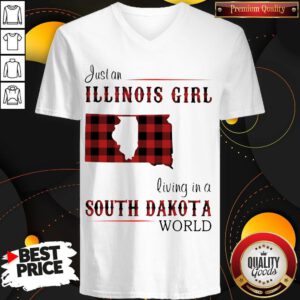 Top Just A Illinois Girl Living In A South Dakota World Map V-neck