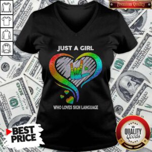 Top LGBT Just A Girl Who Love Sign Language Diamond V-neck