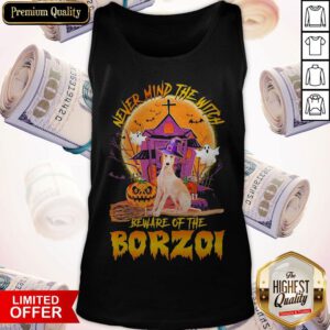 Top Never Mind The Witch Beware Of The Borzoi Halloween Moon Tank Top
