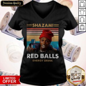 Top Shazam Red Balls Energy Drink Vintage V-neck