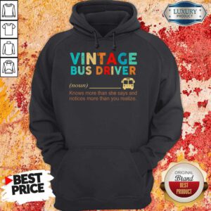 Vintage Bus Driver Noun Knows More Than She Says And Notices More Than You Realize Hoodie