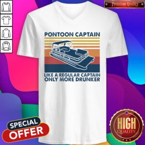 Vintage Pontoon Captain Like A Regular Captain Only More Drunker V-neck
