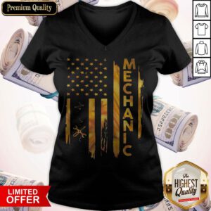 Awesome Mechanic American Flag V-neck