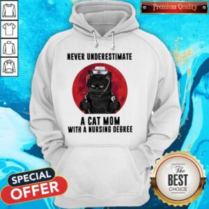 Awesome Never Underestimate A Cat Mom With A Nursing Degree Hoodie