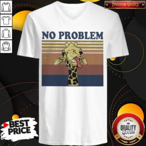 Awesome No Problem Giraffe Funny Vintage V-neck