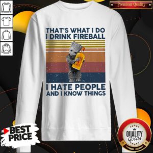 Baby Groot That’s What I Do I Drink Fireball I Hate People And I Know Things Vintage Sweatshirt