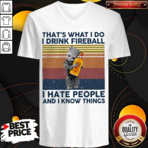 Baby Groot That’s What I Do I Drink Fireball I Hate People And I Know Things Vintage V-neck
