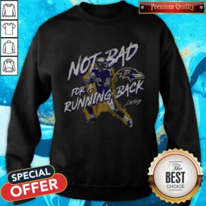 Baltimore Ravens Lamar Jackson Majestic Black NFL Pro Line By Fanatics Branded Not Bad For A Running Back Sweatshirt