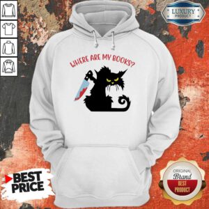 Black Cat Knife Where Are My Books Hoodie