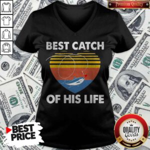 Couple Fishing Best Catch Of This Life Vintage Retro V-neck
