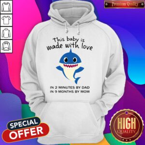 Funny Baby Shark This Baby Is Made With Live In 2 Minutes By Dad In 9 Months By Mom Hoodie