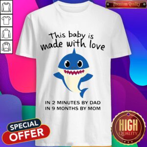 Funny Baby Shark This Baby Is Made With Live In 2 Minutes By Dad In 9 Months By Mom Shirt