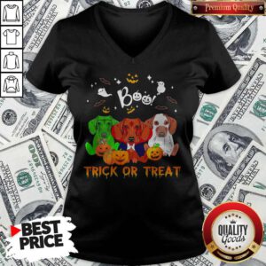 Funny Dachshund Halloween Boo Trick Or Treat V-neck