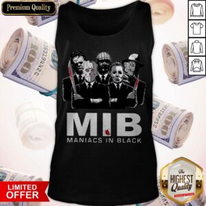 Funny Horror MIB Maniacs In Black Tank Top
