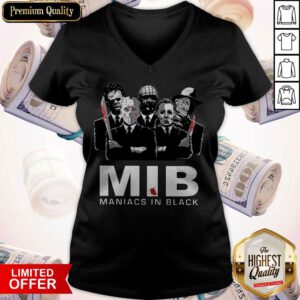 Funny Horror MIB Maniacs In Black V-neck