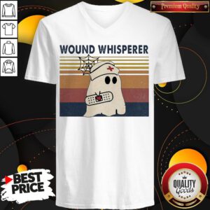 Funny Nurse Ghost Wound Whisperer Vintage Halloween V-neck