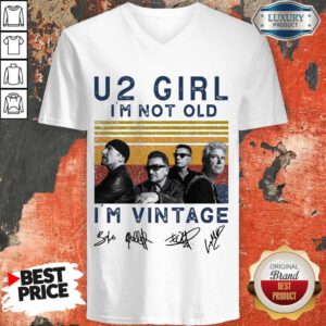 Funny U2 Girl I'm Not Old I'm Vintage Signatures V-neck