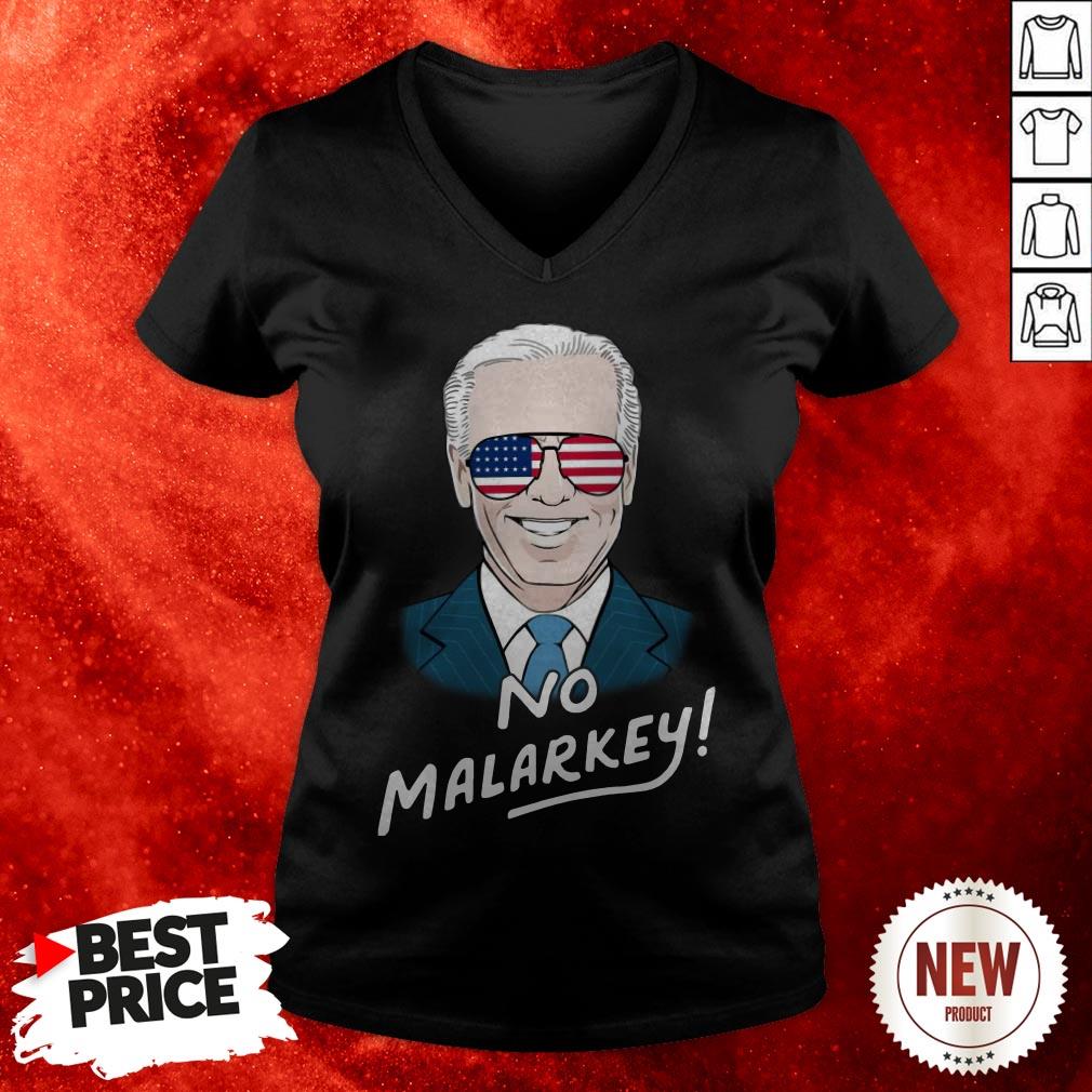 Joe Biden No Malarkey American Flag V-neck
