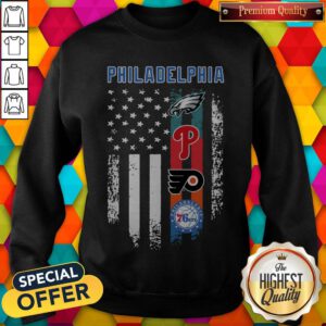Nice ATD Philadelphia Sport Teams America Flag Sweatshirt