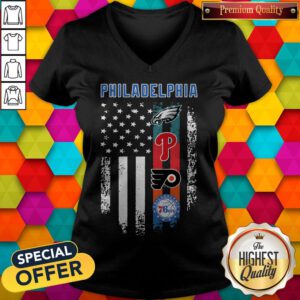 Nice ATD Philadelphia Sport Teams America Flag V-neck