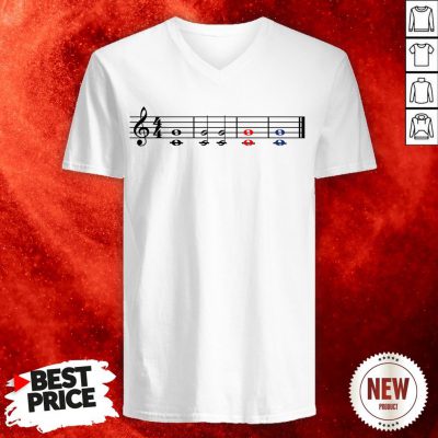 Note Music Teacher Red Fifth Blue Fifth V-neck