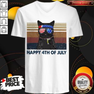 Premium Black Cat Happy 4th Of July Vintage V-neck