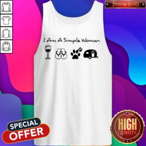 Pretty I’m A Simple Woman I Like Campfire Beer Flip Flops Paw Dog Camping Tank Top