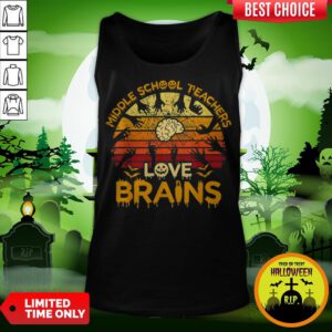Pretty Vintage Middle School Teachers Love Brains Halloween Tank Top