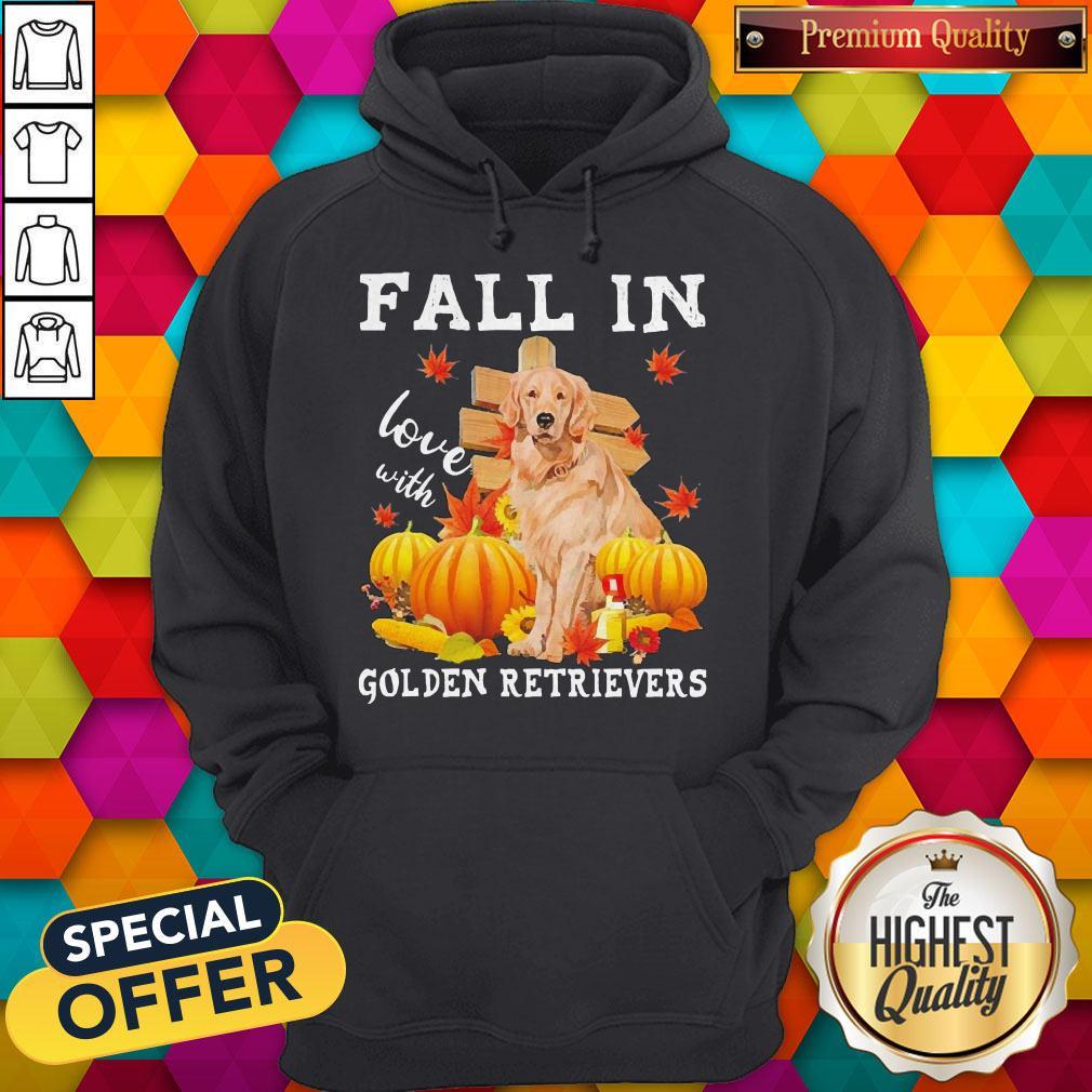 Top Fall In Love With Golden Retrievers Hoodie