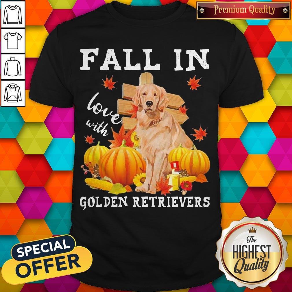 Top Fall In Love With Golden Retrievers Shirt