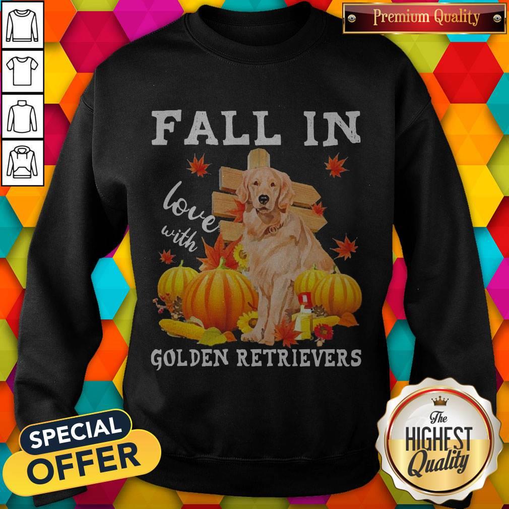 Top Fall In Love With Golden Retrievers Sweatshirt