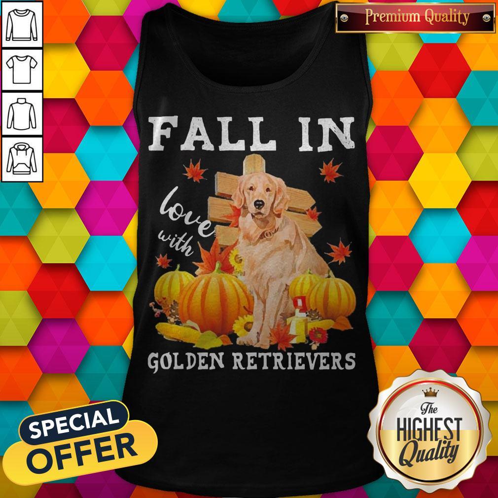Top Fall In Love With Golden Retrievers Tank Top