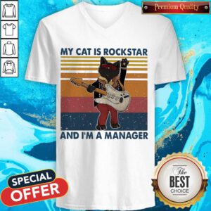 Top My Cat Is Rock Star And I’m A Manager Vintage V-neck