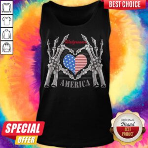 Walgreens Logo America USA Forever Skeleton Skull Bones Hand Tank Top