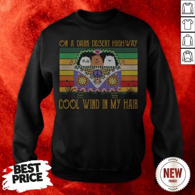We Bare Bear Character On A Dark Desert Highway Cool Wind In My Hair Vintage Sweatshirt