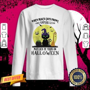 When Black Cats Prowl And Pumpkins Gleam May Luck Be Yours On Halloween Moon Sweatshirt