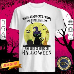 When Black Cats Prowl And Pumpkins Gleam May Luck Be Yours On Halloween Moon Shirt