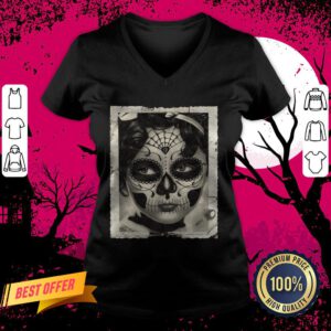 Baby Sugar Skull Makeup Day Dead Dia De Muertos V Neck