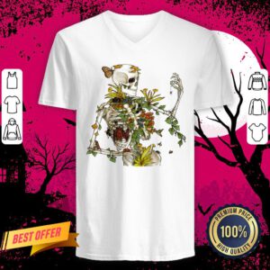 Bones And Botany Day Of The Dead Dia De Muertos V Neck