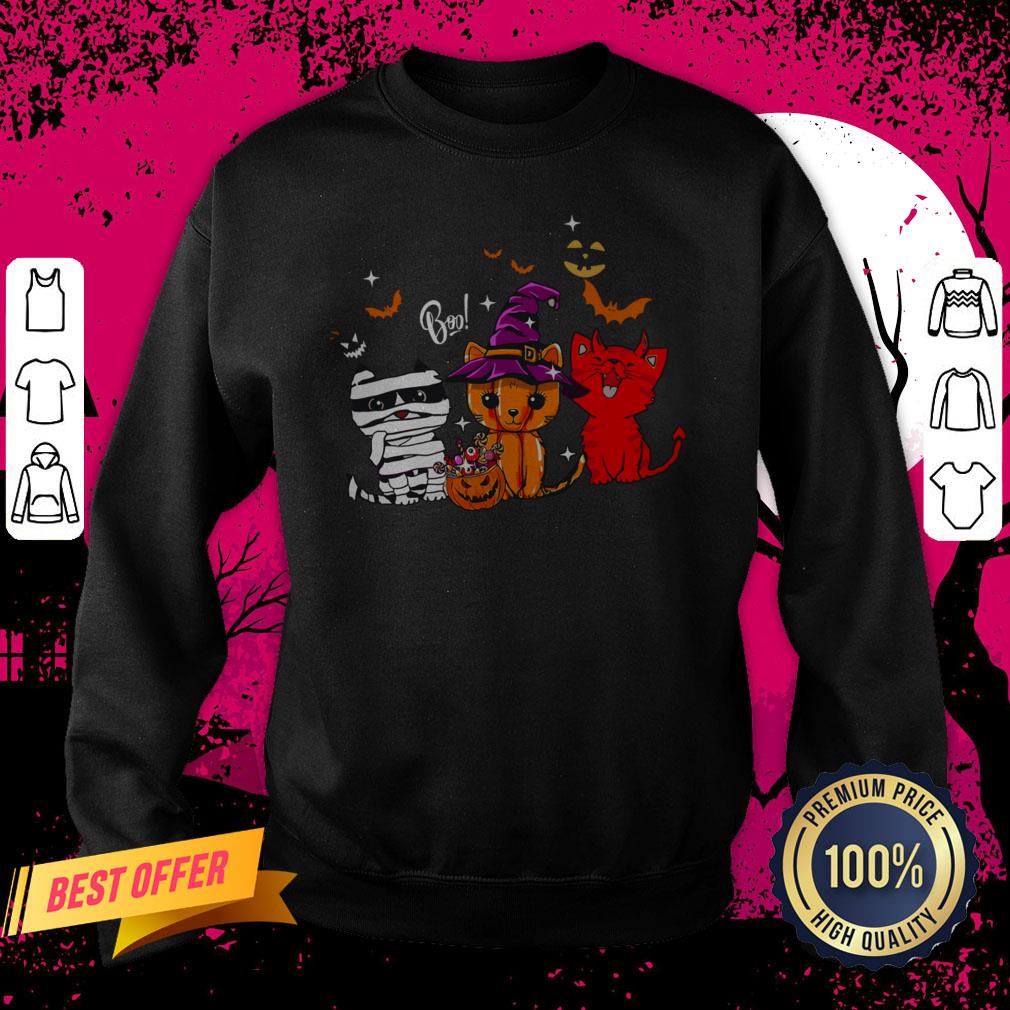 Boo Cats Pumpkin Ghost Halloween Sweatshirt