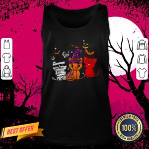 Boo Cats Pumpkin Ghost Halloween Tank Top