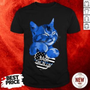 Cat Hug Heart Back The Blue American Flag Shirt