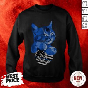 Cat Hug Heart Back The Blue American Flag Sweatshirt