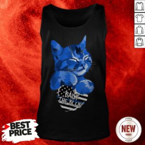 Cat Hug Heart Back The Blue American Flag Tank Top