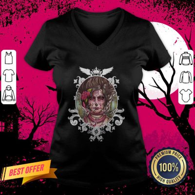 Catrina Colorada Day Of The Dead Sugar Skull V neck