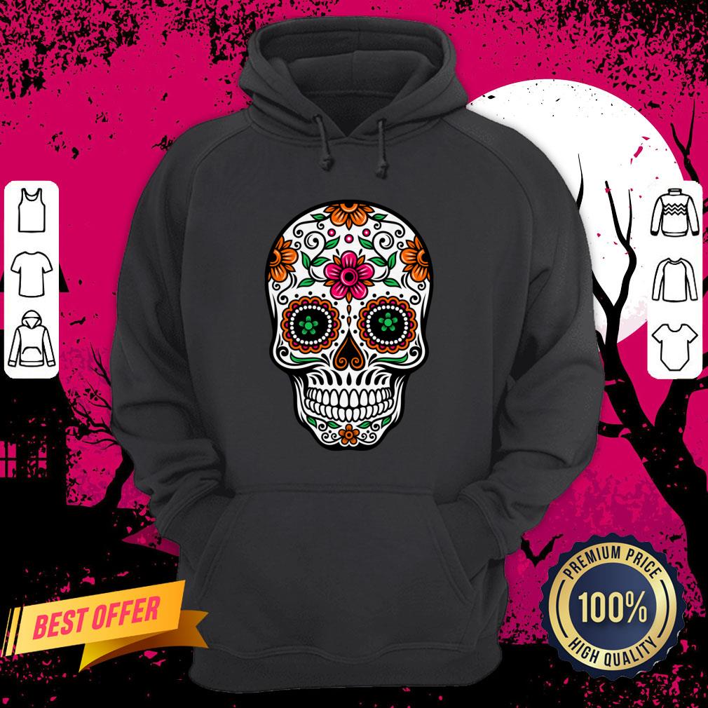 Colorful Sugar Skull & Retro Flowers Day Dead Hoodie