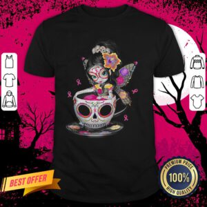 Cute Breast Cancer Girl Sugars Skull Halloween Day Of Dead Shirt
